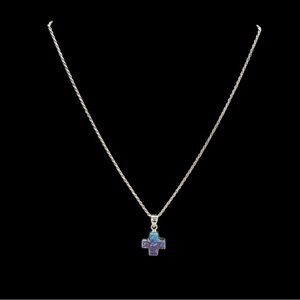 Blue/Purple Dahlia Turquoise Platinum over 925 Silver Necklace - 18 in.